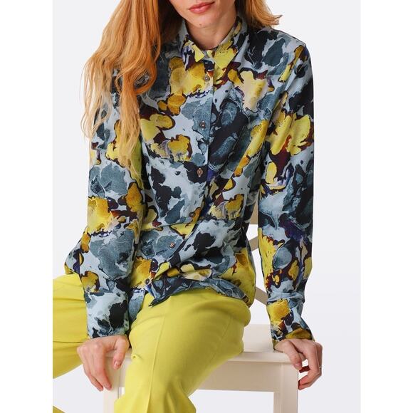 B0 New NWoT PAUL SMITH Straight-Fit ‘Blue Marble’ Pointed Collar Shirt Size L - Picture 1 of 6